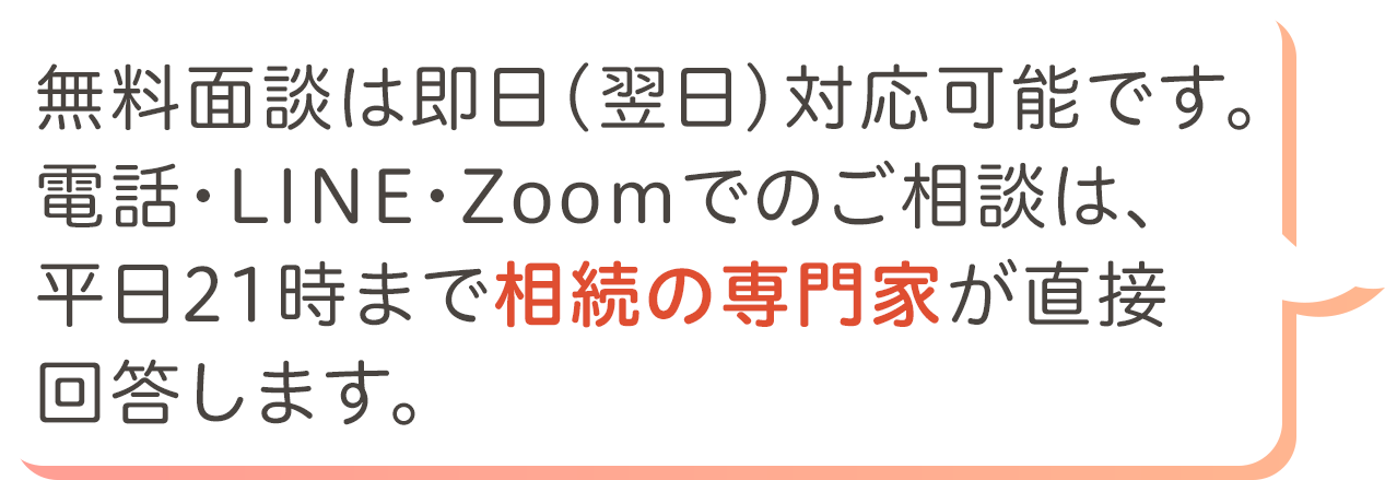 平日21時まで相続の専門家が直接回答します